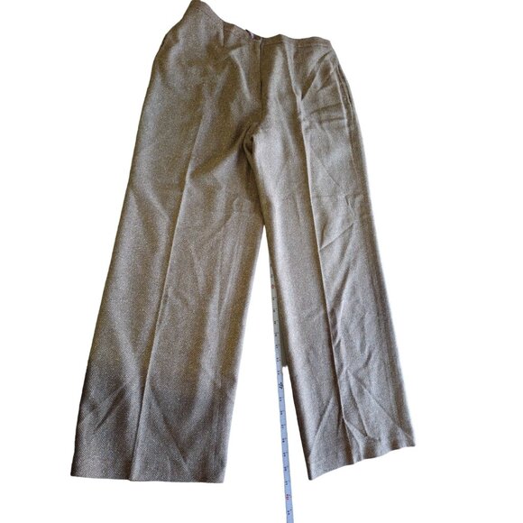 Diane Von Furstenberg Silk Pants L Brown Elastic Waist Wide Leg Corpcore Office - Picture 1 of 7